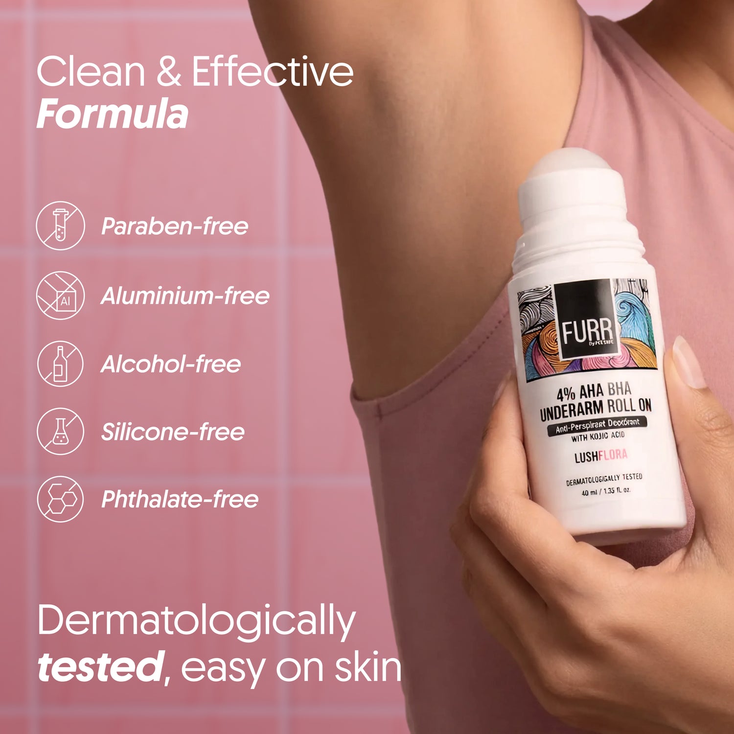 4% AHA BHA Underarm Roll On - Flora