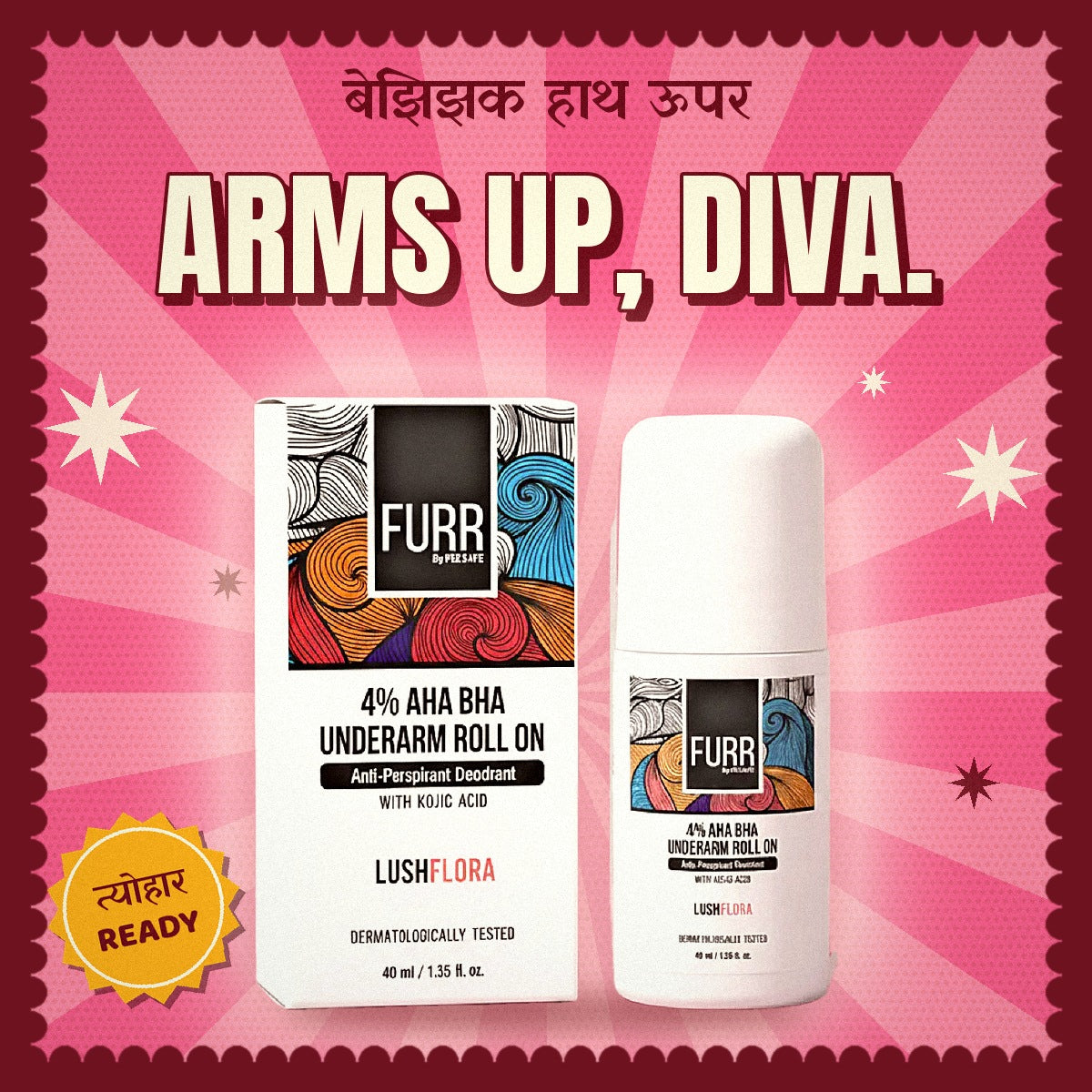 4% AHA BHA Underarm Roll On - Flora