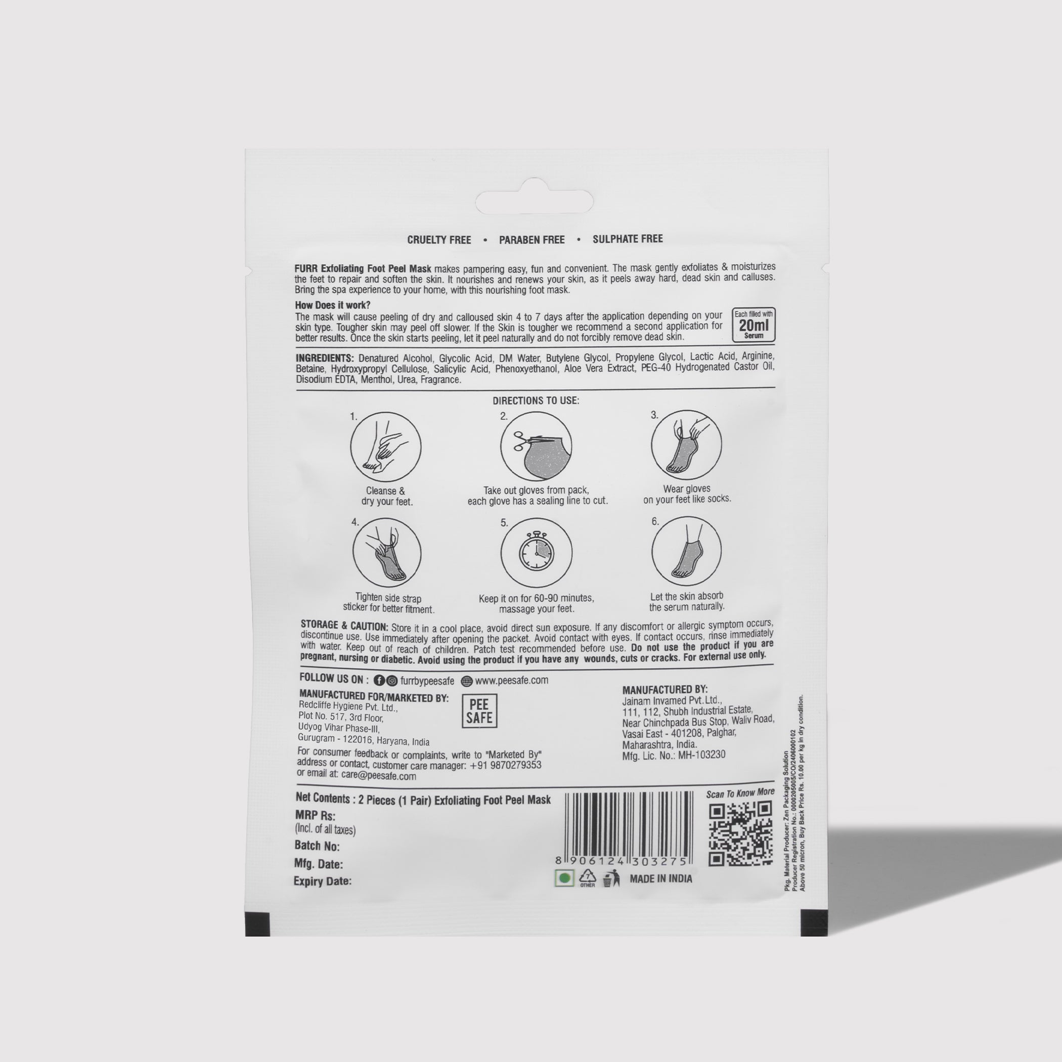 Furr Foot Peel Mask - Pack of 2
